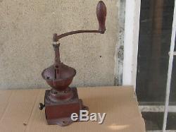 Antique French Cast Iron Big Coffee Grinder Peugeot Freres model a00 1900s