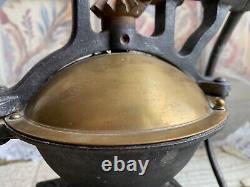 Antique French Coffee Grinder Peugeot Freres N°a1 Bean MILL Cast Iron Wood Brass
