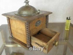 Antique French Coffee Grinder mill mutzig framont Wood Chic Refined vintage rare