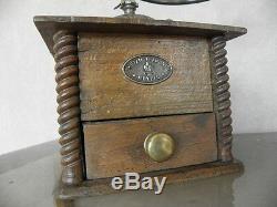 Antique French Coffee Grinder mill mutzig framont Wood Chic Refined vintage rare