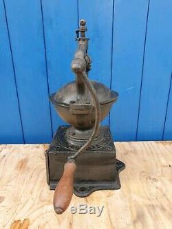 Antique French Peugeot Cast iron hand crank Coffee Grinder / Mill A2