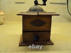 Antique French Peugeot Freres Doubs Hand Mill Coffee Grinder Vintage