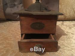 Antique French Peugeot Freres Valentigney Doubs Hand Mill Coffee Grinder Vintage