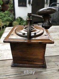 Antique French Walnut Coffee Grinder Mill By Peugeot Freres