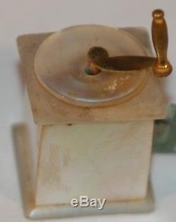 Antique GEORGIAN c1820 WIND-UP, MOTHER-of-PEARL, coffee grinder TAPE MEASURE