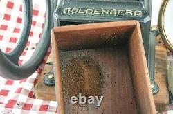 Antique GOLDENBERG 3 Coffee Grinder Mill Cast-Iron Moulin Molinillo Cafe RARE