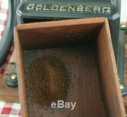 Antique GOLDENBERG 3 Coffee Grinder Mill Cast-Iron Moulin Molinillo Cafe RARE