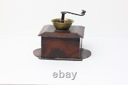 Antique German Dollhouse Rock & Graner Enameled Tin Coffee Grinder Miniature