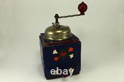 Antique German Geska Qualitt Wooden Coffee Grinder Hand Painted 1930's