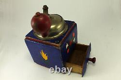 Antique German Geska Qualitt Wooden Coffee Grinder Hand Painted 1930's