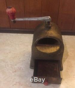 Antique German O. G. J. Gesch Metal Moccamuhle Coffee Mill Grinder Vintage Spice