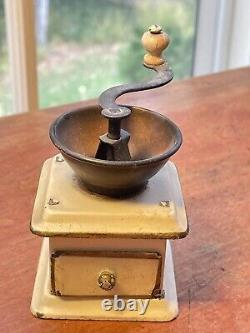 Antique German doll house kitchen miniature Tin Plate Coffee Grinder