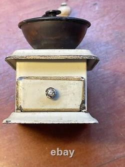 Antique German doll house kitchen miniature Tin Plate Coffee Grinder