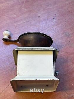 Antique German doll house kitchen miniature Tin Plate Coffee Grinder