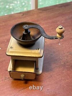 Antique German doll house kitchen miniature Tin Plate Coffee Grinder