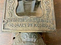 Antique Golden Rule Coffee Grinder Advertising Cast Iron Wall Mounted Wood