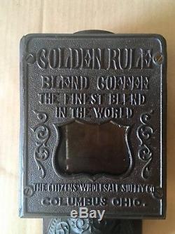 Antique Golden Rule Wall Mounted Coffee Grinder