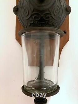 Antique Golden Rule coffee grinder wood cast iron Columbus Ohio and Glass