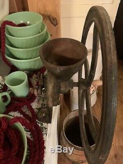 Antique Grain Flour Coffee Grinder 20 Wheel Primative