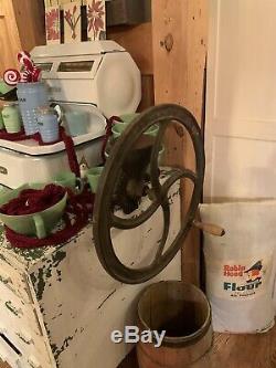 Antique Grain Flour Coffee Grinder 20 Wheel Primative