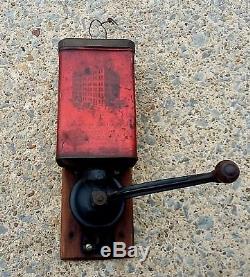 Antique Grand Union Tea Co. Coffee Grinder, Lithographed Tin, Wall Mount Pat. 01