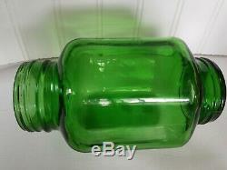 Antique Green Glass Jar Coffee Grinder Hopper Double End Bottle Zinc'A'Mason Lid