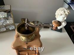 Antique Grinder Coffee', Grinder By Wood And Brass, For Display Vintage