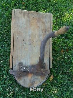 Antique Hand Crank Corn Sheller Vintage Primitive Wooden Grinder Feed Coffee