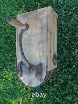 Antique Hand Crank Corn Sheller Vintage Primitive Wooden Grinder Feed Coffee