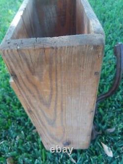 Antique Hand Crank Corn Sheller Vintage Primitive Wooden Grinder Feed Coffee