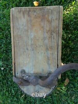 Antique Hand Crank Corn Sheller Vintage Primitive Wooden Grinder Feed Coffee