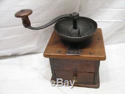 Antique Hand Forged Iron Top Coffee Mill Craftsman Made Lap Grinder Primitive