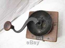 Antique Hand Forged Iron Top Coffee Mill Craftsman Made Lap Grinder Primitive