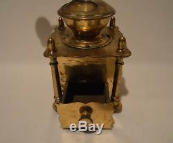 Antique Heavy Brass Coffee Mill Grinder Wood Knob & Box