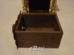 Antique Heavy Brass Coffee Mill Grinder Wood Knob & Box