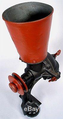 Antique Heavy Duty Pulley Drive Herb Poppy Seed Coffee Grinder Grit MILL Tool