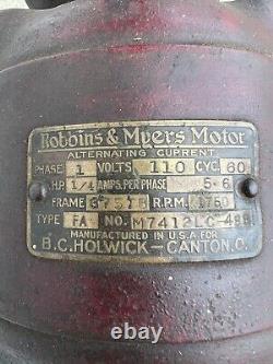 Antique Holwick 4A Coffee Mill Grinder, Robbins & Myers Motor, Original Paint