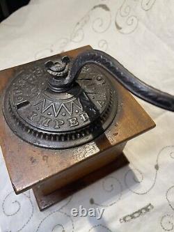 Antique Imperial Coffee Mill Grinder Cast Iron & Wood Arcade Mfg. Co. 1800's Era