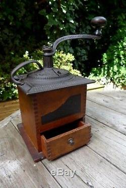 Antique Imperial MFG. CO No. 747 Wooden and Cast Iron Coffee Grinder Drawer C. 1900