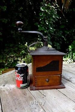 Antique Imperial MFG. CO No. 747 Wooden and Cast Iron Coffee Grinder Drawer C. 1900