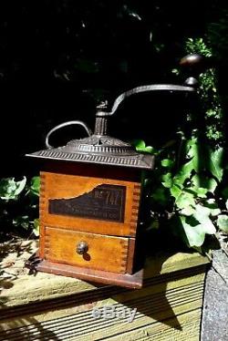 Antique Imperial MFG. CO No. 747 Wooden and Cast Iron Coffee Grinder Drawer C. 1900