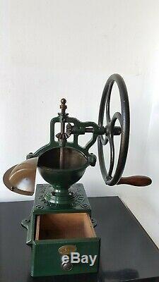 Antique Industrial Cast Iron Balance Wheel Coffee Grinder A. 2 Peugeot France