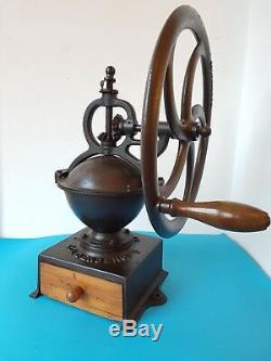 Antique Industrial Cast Iron Balance Wheel Coffee Grinder Goldenberg N. 2 Germany