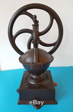 Antique Industrial Cast Iron Balance Wheel Coffee Grinder Goldenberg N. 2 Germany