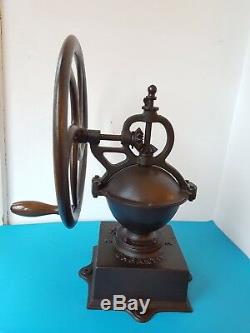 Antique Industrial Cast Iron Balance Wheel Coffee Grinder Goldenberg N. 2 Germany