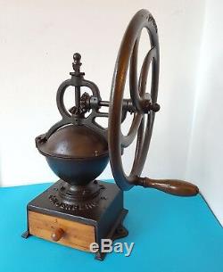 Antique Industrial Cast Iron Balance Wheel Coffee Grinder Goldenberg N. 2 Germany