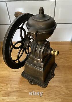 Antique JMF Single Wheel Cast Iron Coffee Mill Grinder
