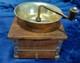Antique Japanese Wood Dove Tail Coffee Grinder Mill with Brass Top Great Condition