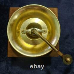 Antique Japanese Wood Dove Tail Coffee Grinder Mill with Brass Top Great Condition