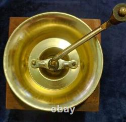 Antique Japanese Wood Dove Tail Coffee Grinder Mill with Brass Top Great Condition